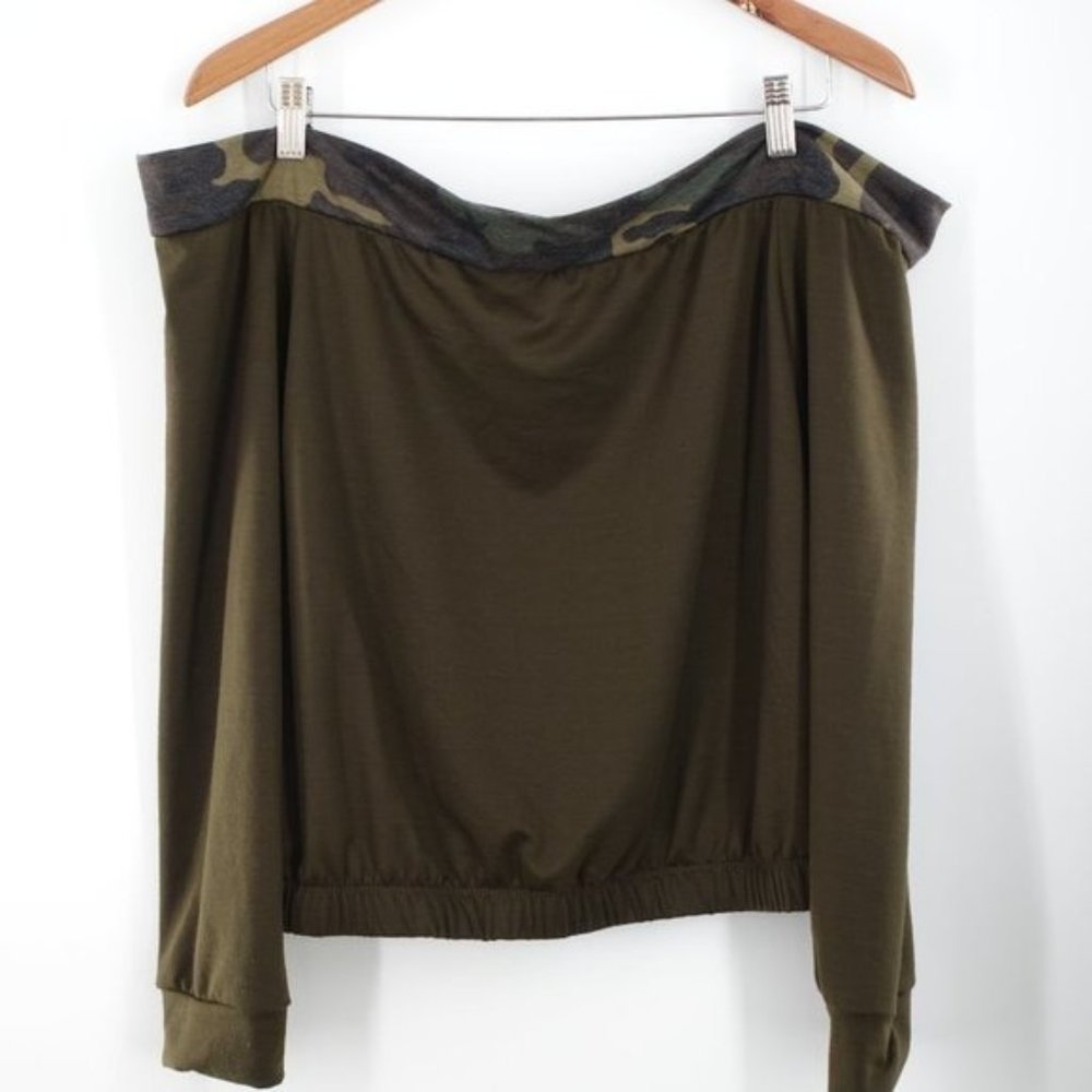Curvy Girl 2X Off Shoulder 3/4 Sleeve Casual Top